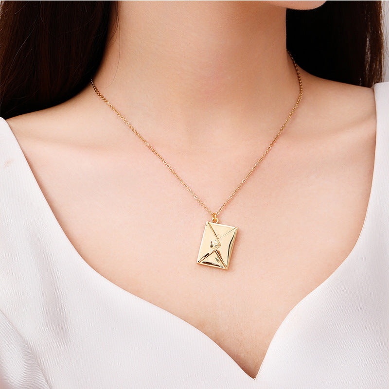 Wholesale Openable DIY Engraved Love Letter Necklace Collarbone Chain Valentine's Day Gift